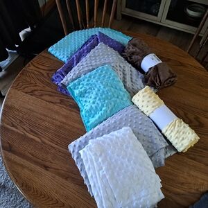 Plush Minky Dot Throw - Blue, Purple, Gray, Brown, Yellow, White